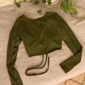 Green Longsleeve Crop Top